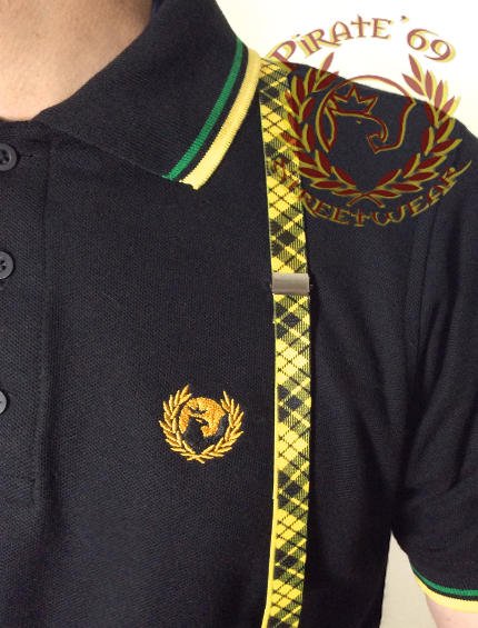 3/4 inch skinhead braces supenders yellow black plaid 3/4 inch skinhead braces supenders yellow black plaid